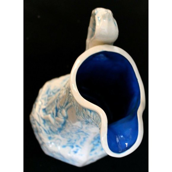 VTG 73 Hand Painted Sign French Country Ceramic Pitcher Blue Lover Renaissance - Picture 9 of 9